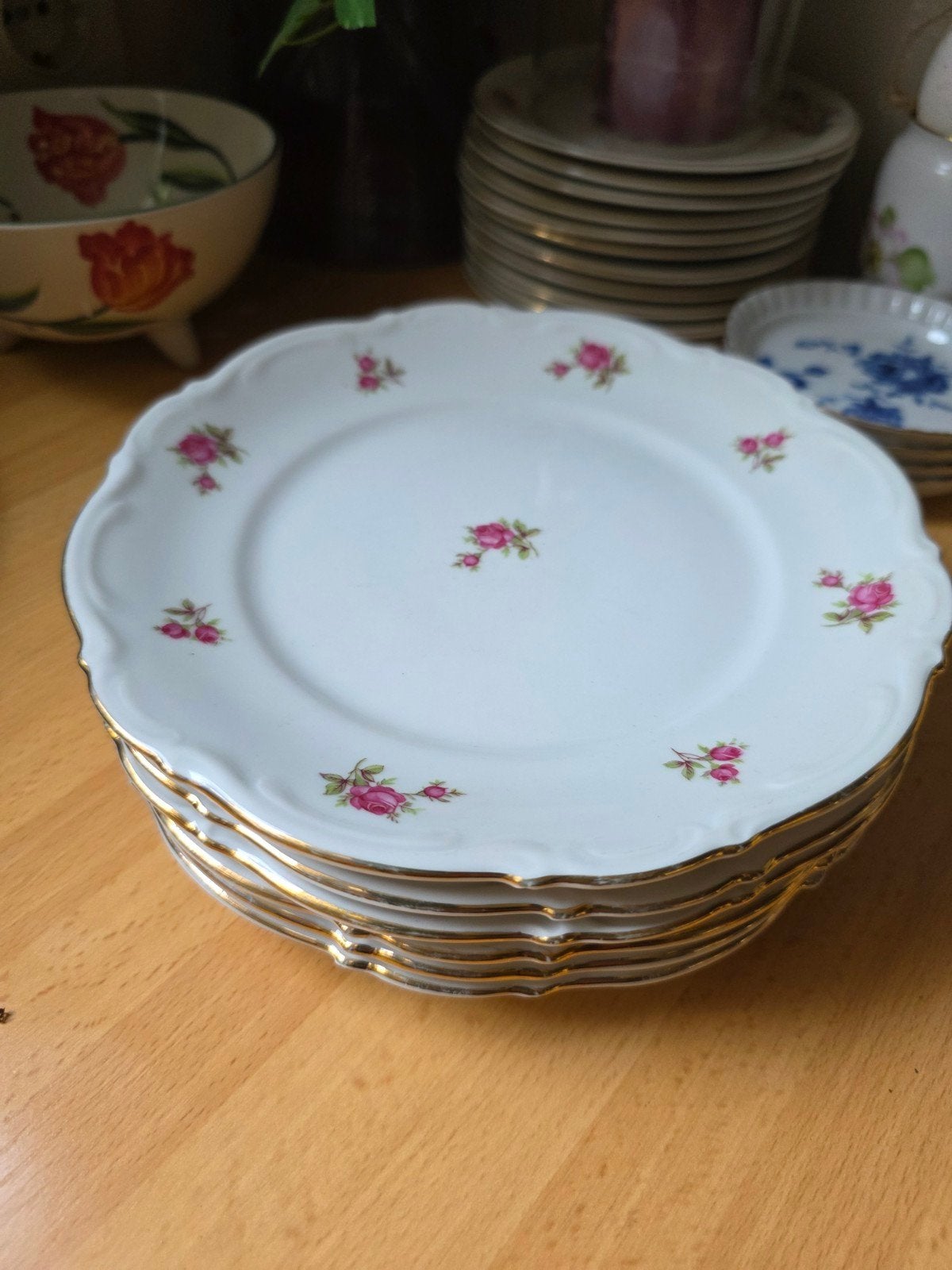 Bord boterhambord ontbijtbord met roosjes, Ophalen of Verzenden