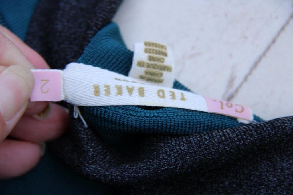 Jurk groen/ grijs Ted Baker mt 2 (36/38) Vaste prijs, Ophalen of Verzenden, Zo goed als nieuw, Knielengte, Maat 36 (S)