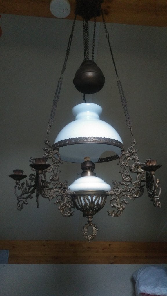 Antieke olie hanglapen, Antiek en Kunst, Antiek | Lampen, Ophalen of Verzenden
