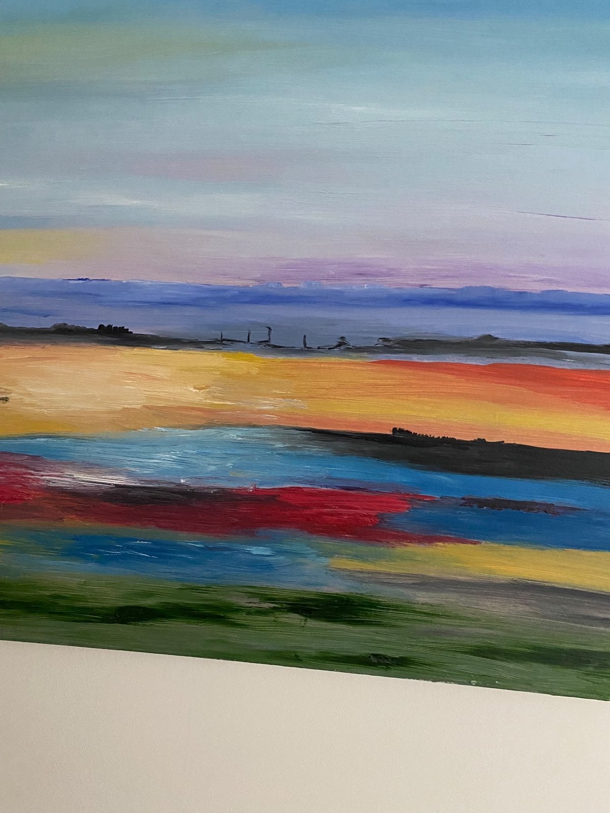 Modern olieverfschilderij "Mijn vakantie aan het Gardameer", Landschap, Handgeschilderd, Ophalen of Verzenden, Olieverf