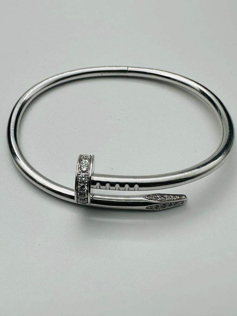 Cartier Juste un Clou Armband 18K Witgoud Diamanten, Ophalen of Verzenden, Zo goed als nieuw, Met edelsteen, Zilver