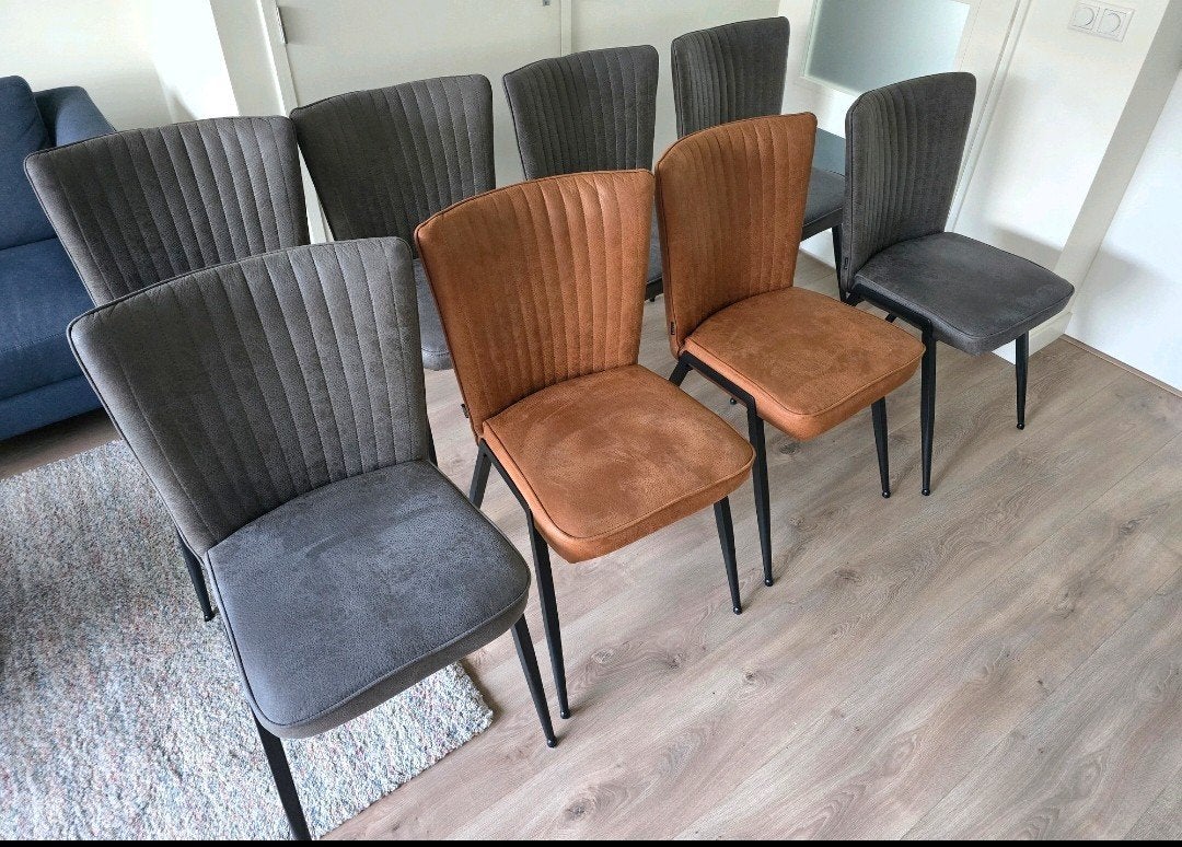 6 antracietkleurige eetkamerstoelen z.g.a.n., Ophalen, Zo goed als nieuw