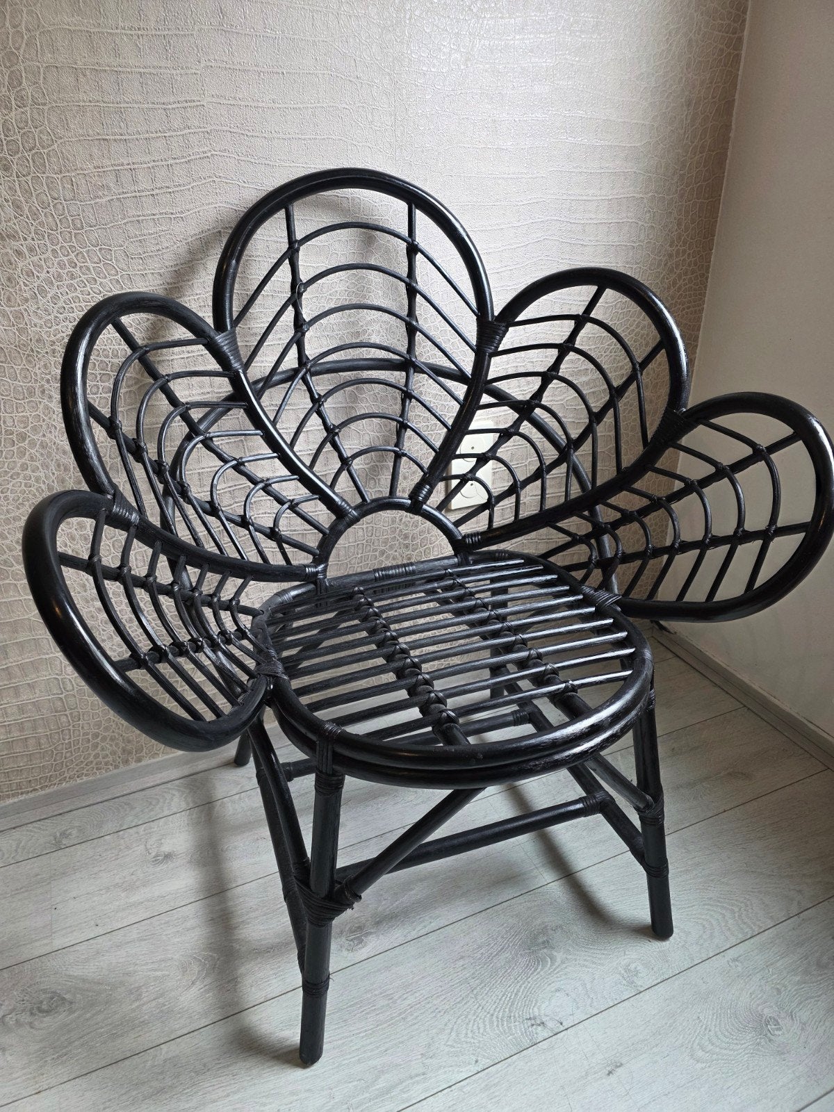 Rotan lotus kuipstoel, Huis en Inrichting, Stoelen, Ophalen, Zwart, Nieuw, Riet of Rotan