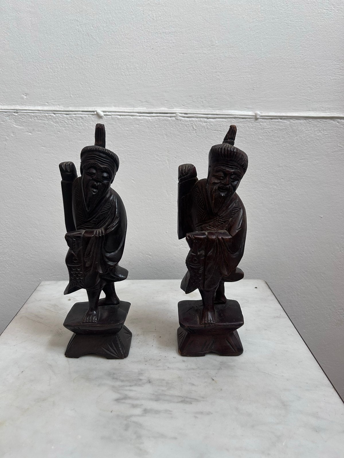 Antieke  Chinese Hardhouten Vissers – Handgesneden, Antiek en Kunst, Houtsnijwerk, Ophalen of Verzenden, Hout, Azië