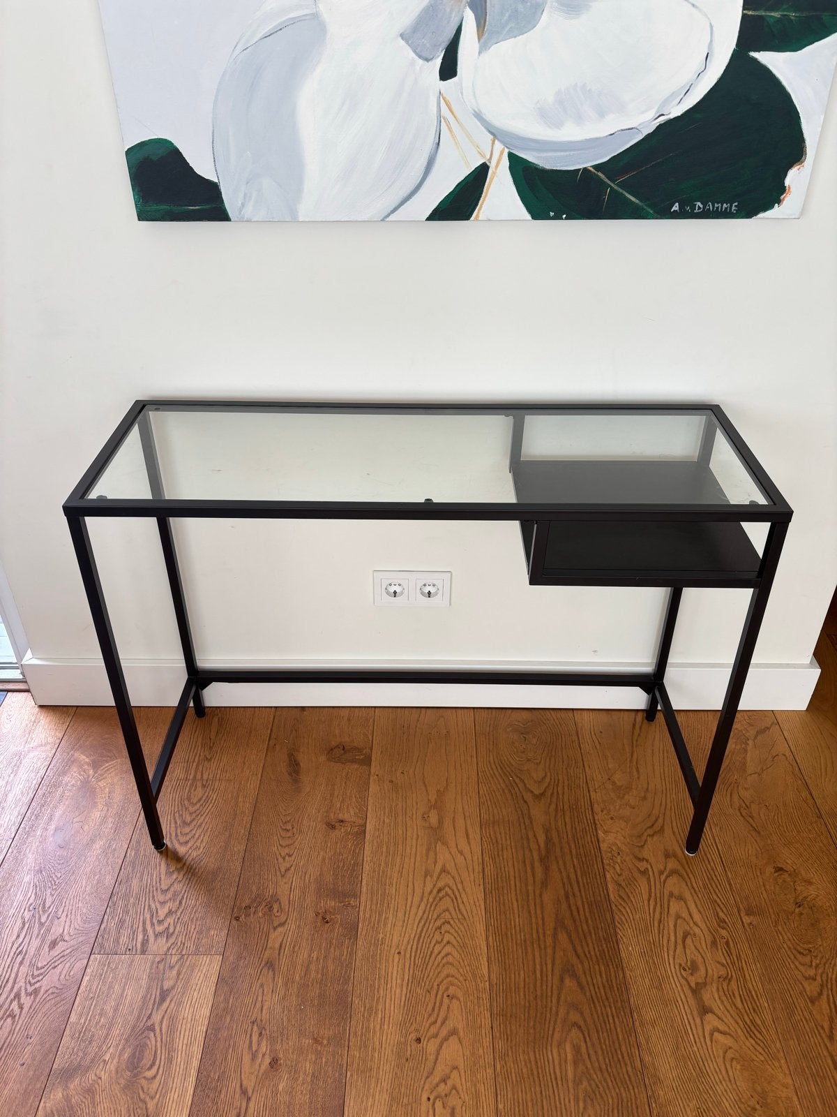 IKEA laptoptafel/bijzettafel/make-up tafel/bureau zwart glas, Ophalen, Gebruikt, IKEA, Glas