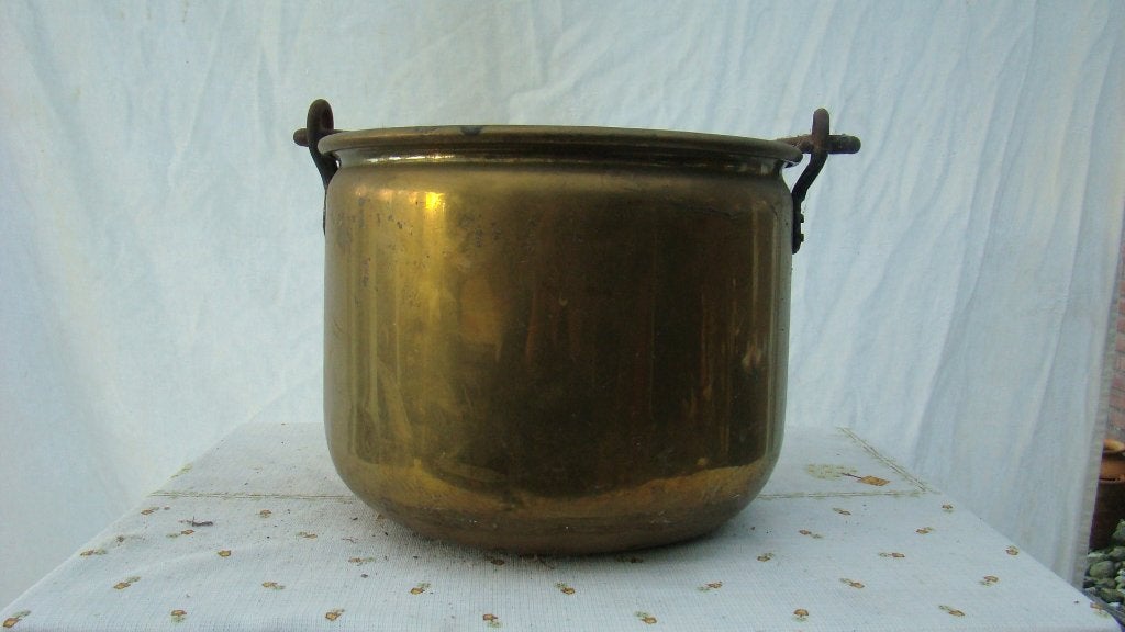 Antieke koperen pot met handvatten, Ophalen of Verzenden, Koper