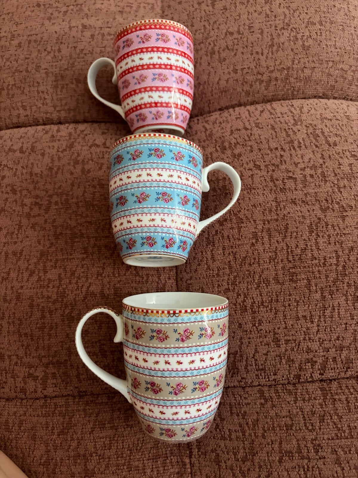 3x Pip Studio ‘Floral Ribbon Rose’ mokken roze/blauw/grijs, Huis en Inrichting, Keuken | Servies, Pip Studio, Ophalen of Verzenden