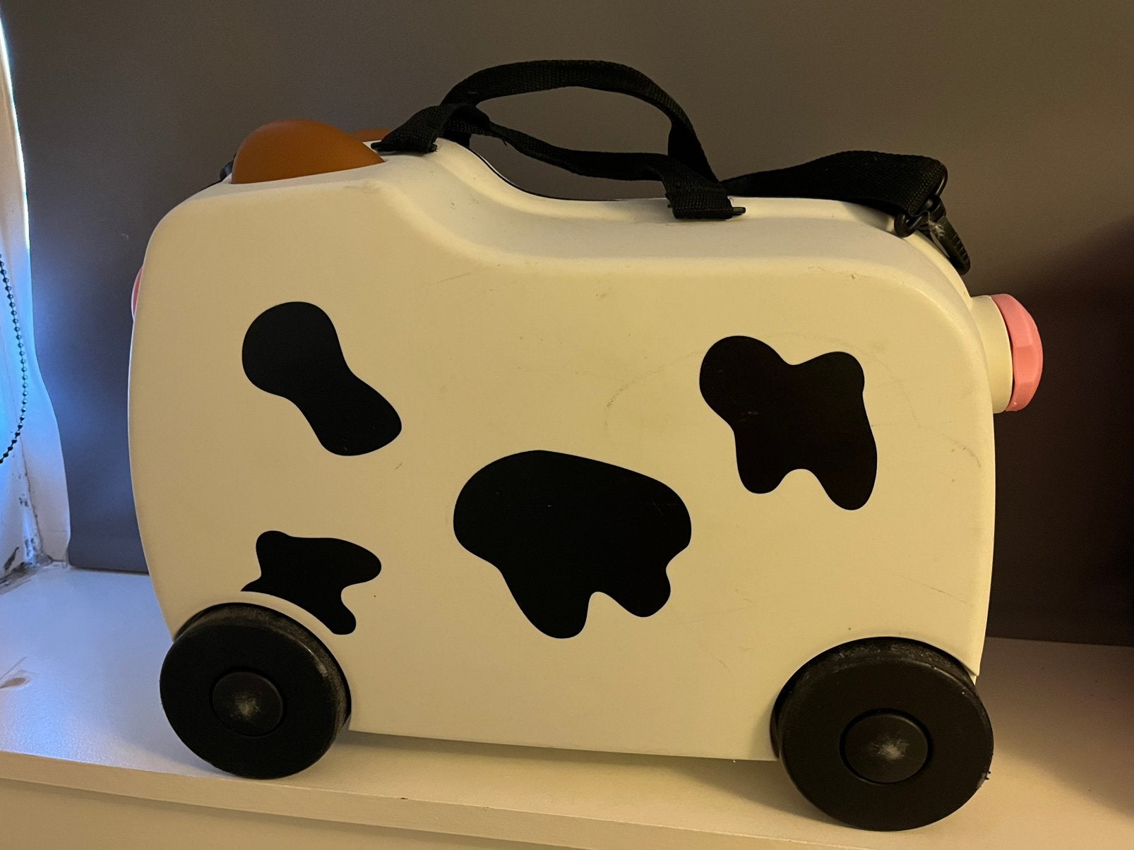 Kinderkoffertje Koe, Wieltjes, Gebruikt, Hard kunststof, Minder dan 50 cm