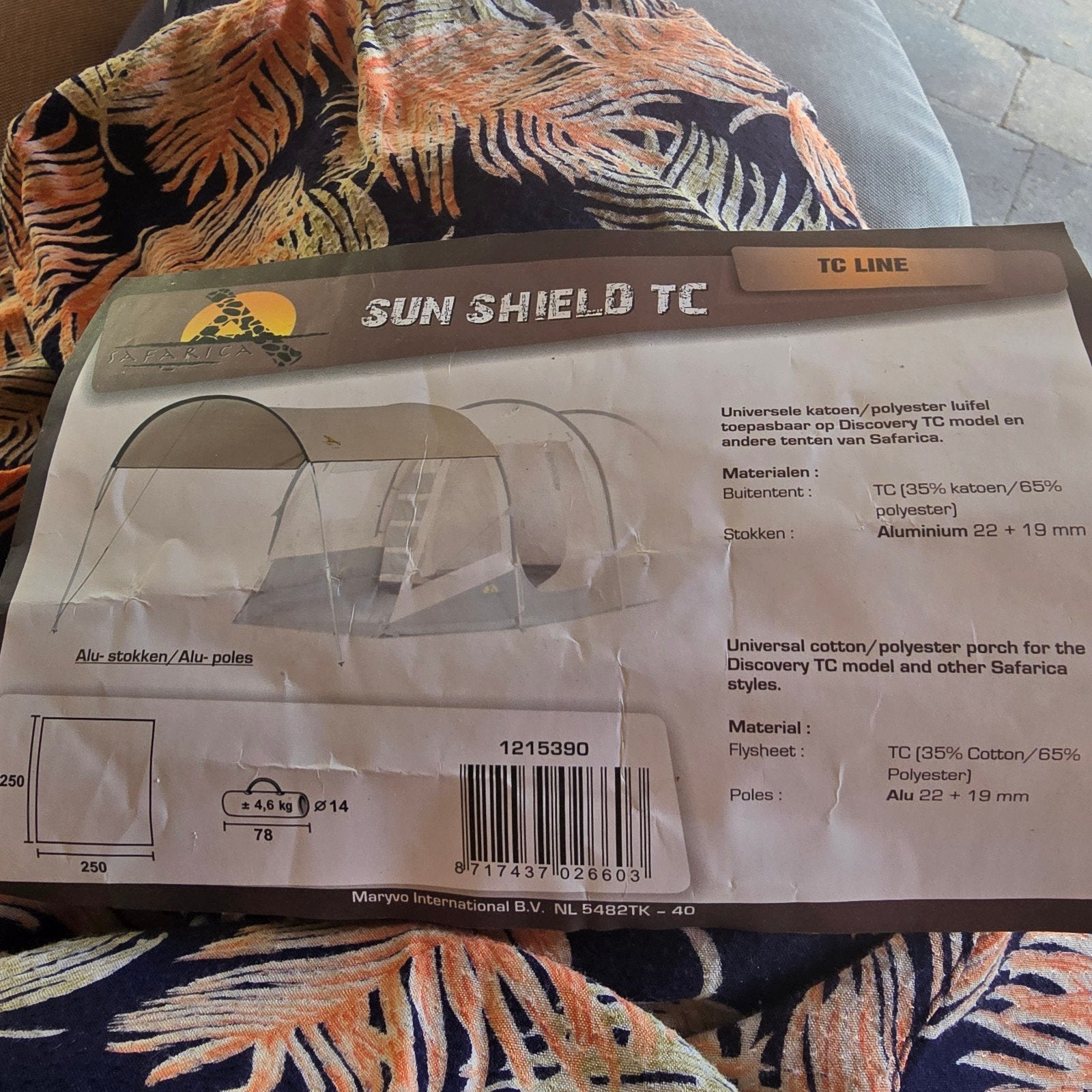 Safarica Sun Shield luifel 250x250 - Extra schaduw, Ophalen, Zo goed als nieuw