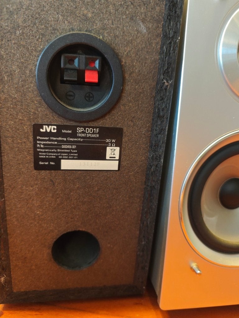 JVC SP-DD1F speakers - set van 2 - 30W 3 ohm, Gebruikt, JVC, Speakerset, Ophalen of Verzenden