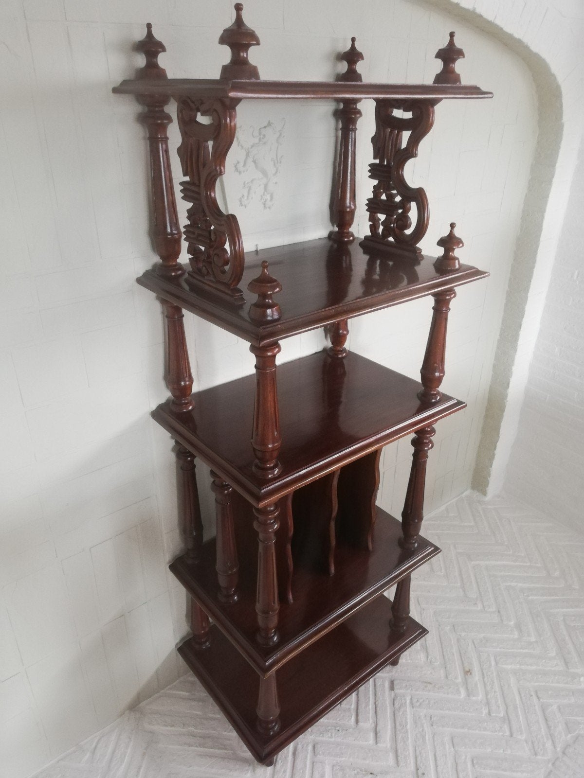 Houten etagere/boeken/muziekkast., Antiek en Kunst, Ophalen