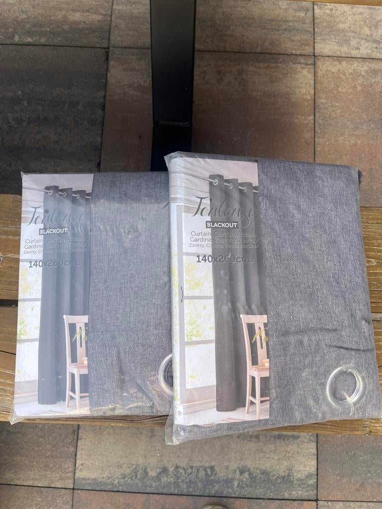 2 sets gordijnen 140x260cm, Ophalen of Verzenden, Nieuw, Zwart