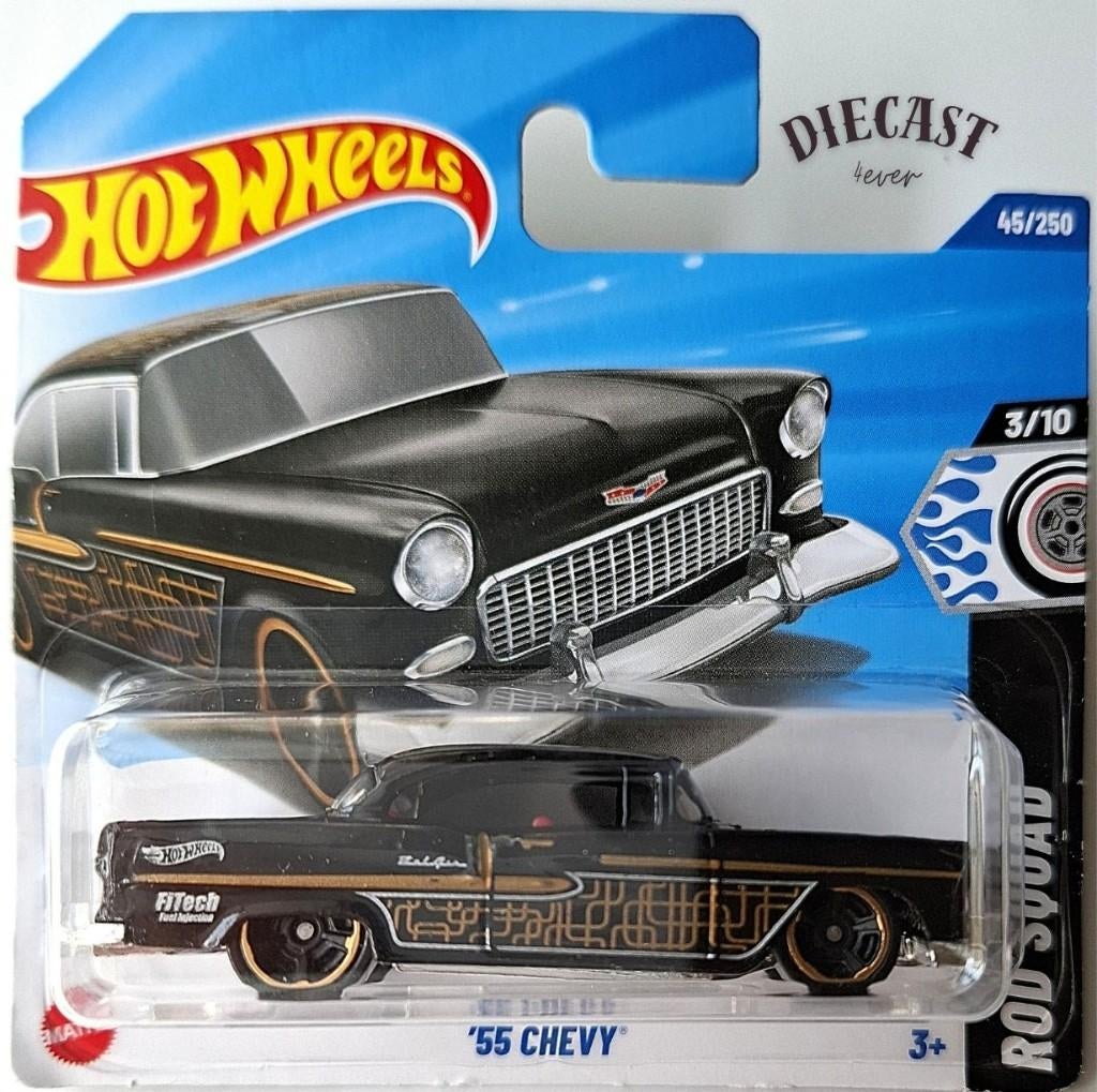 Hot Wheels '55 Chevy, Black/Gold, Ophalen, Nieuw, Auto