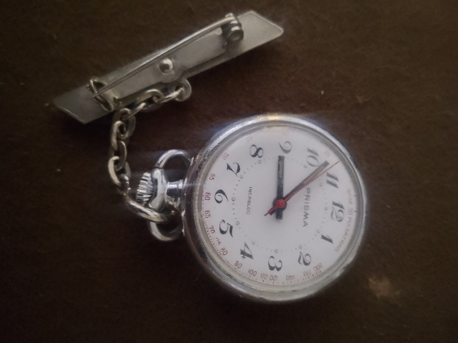 Vintage Prisma verpleegstershorloge met ketting, Sieraden, Tassen en Uiterlijk, Overige merken, Overige materialen, Zakhorloge