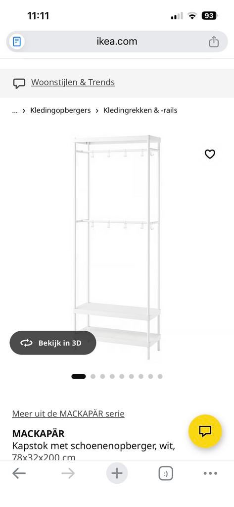 Kapstok met schoenenrek ikea wit, Ophalen, 50 tot 100 cm, Zo goed als nieuw, Metaal