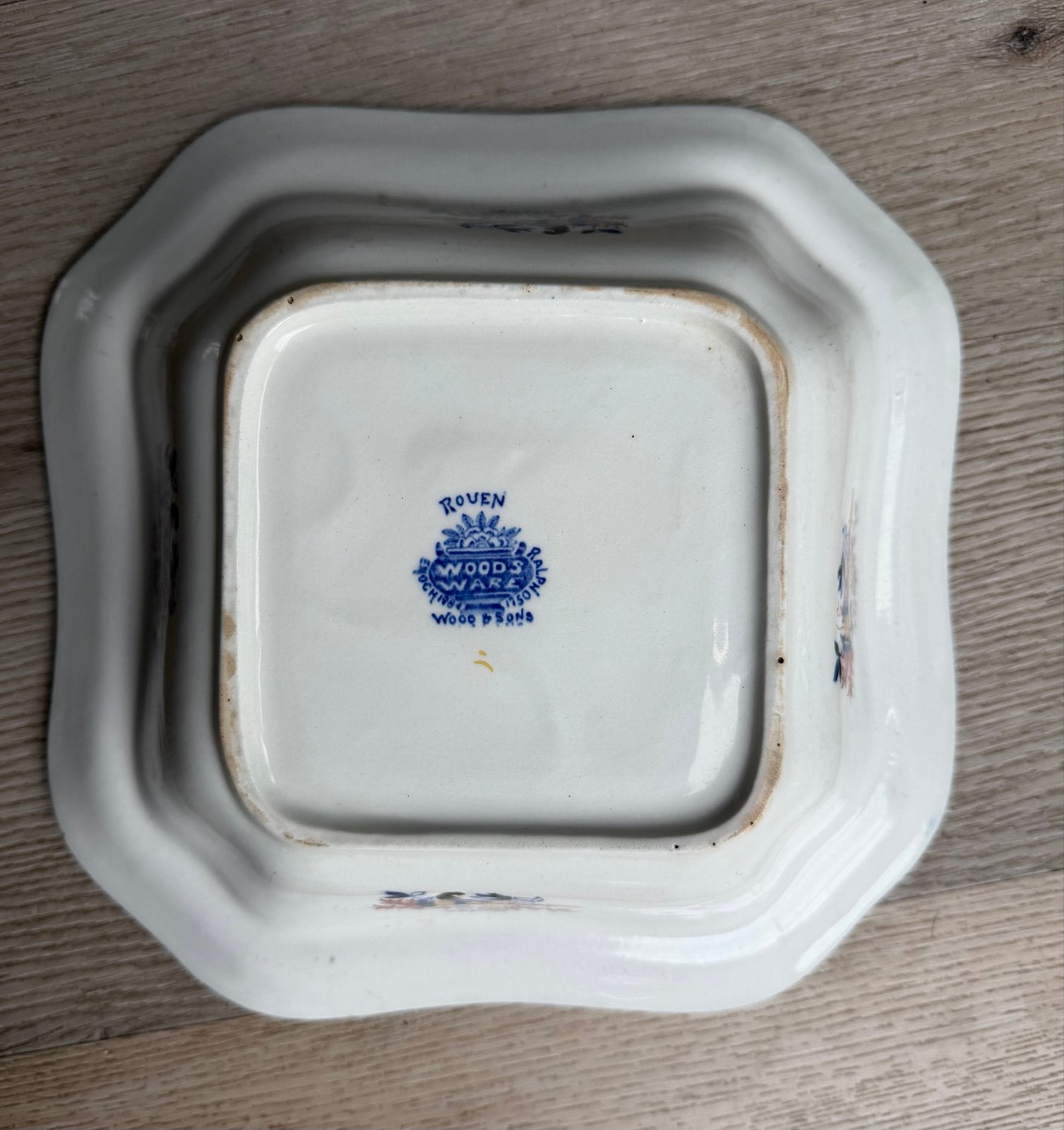 Antieke Woods Ware Rouen Schaal - Blauw en Wit Porselein, Antiek en Kunst, Antiek | Servies los, Ophalen of Verzenden