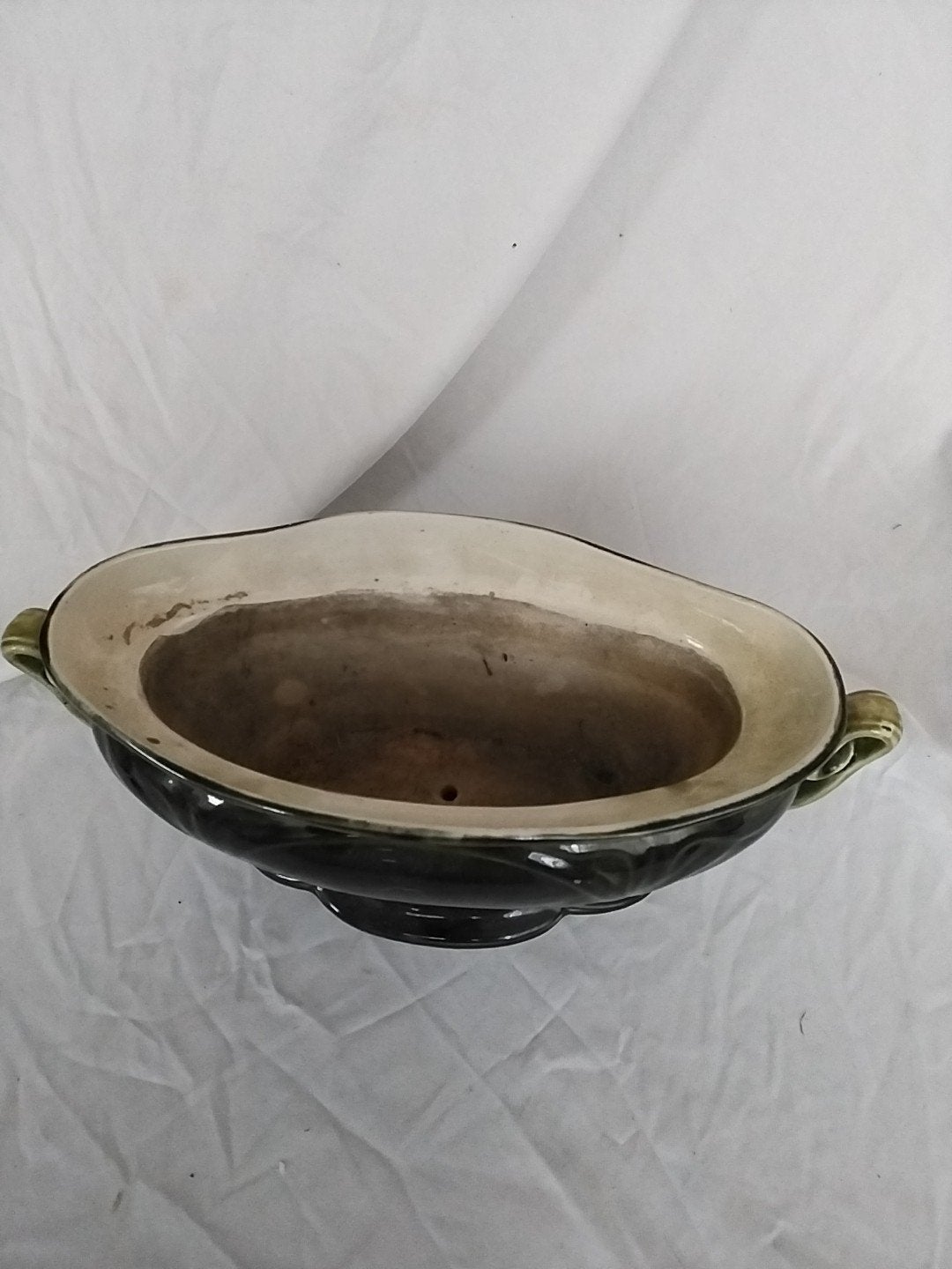 Vintage Groene Keramische Bloempot/Plantenschaal, Ophalen of Verzenden