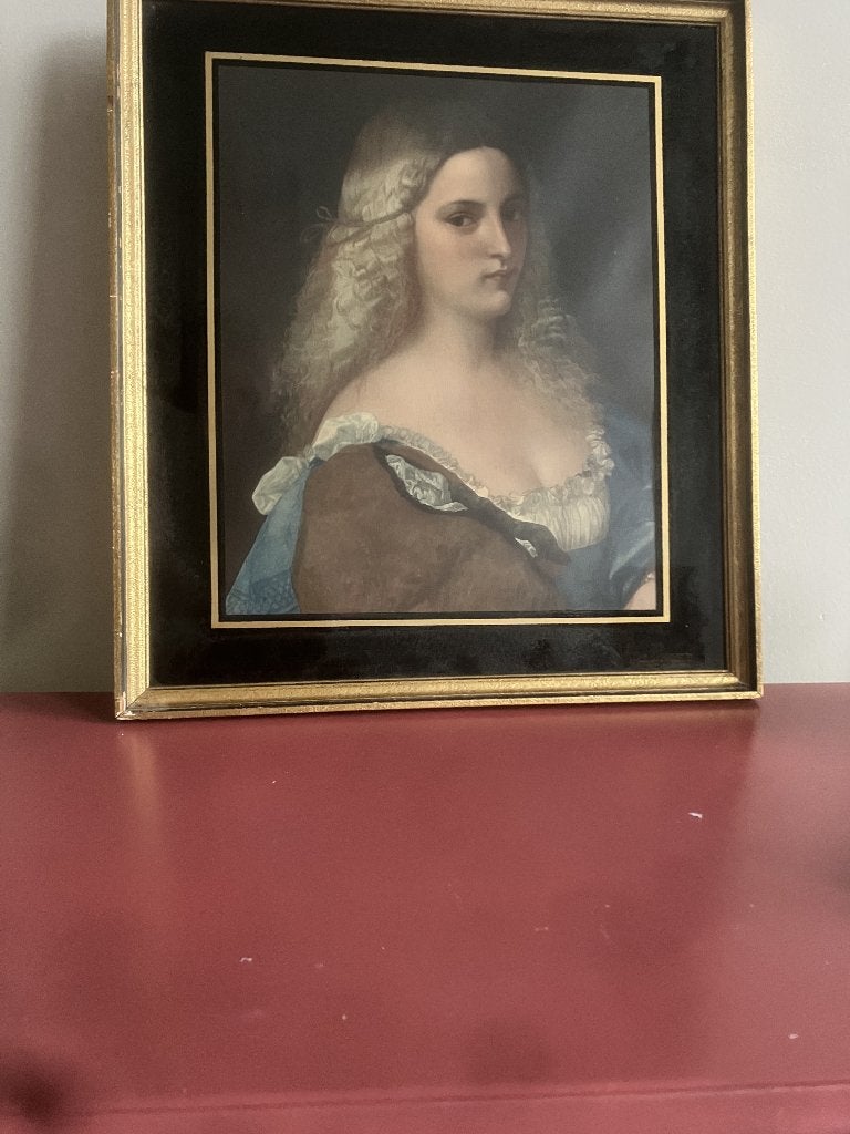 Prachtig klassieke reproductie & lijst, "Violante" (Titiaan), Antiek en Kunst, Kunst | Schilderijen | Klassiek, Portret of Personen