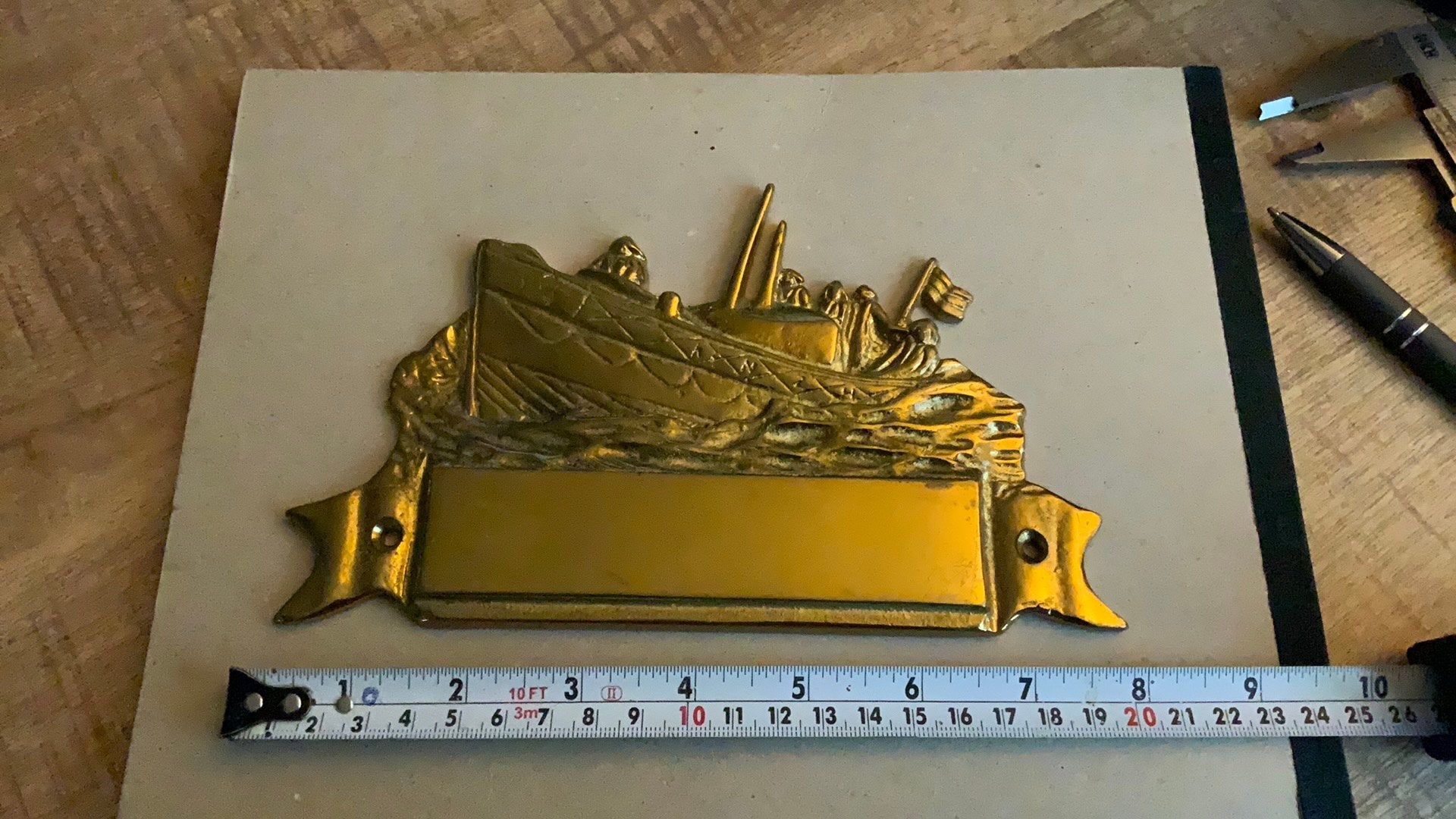 Naambord messing KNZHRM strandboot, Ophalen of Verzenden, Nieuw, Overige materialen