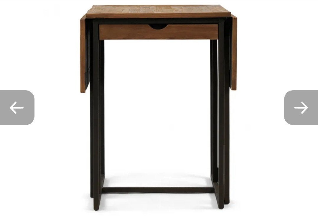 Riviera Maison Teakhouten Klaptafel met Lade, Huis en Inrichting, Tafels | Eettafels, Minder dan 50 cm, 50 tot 100 cm, Teakhout