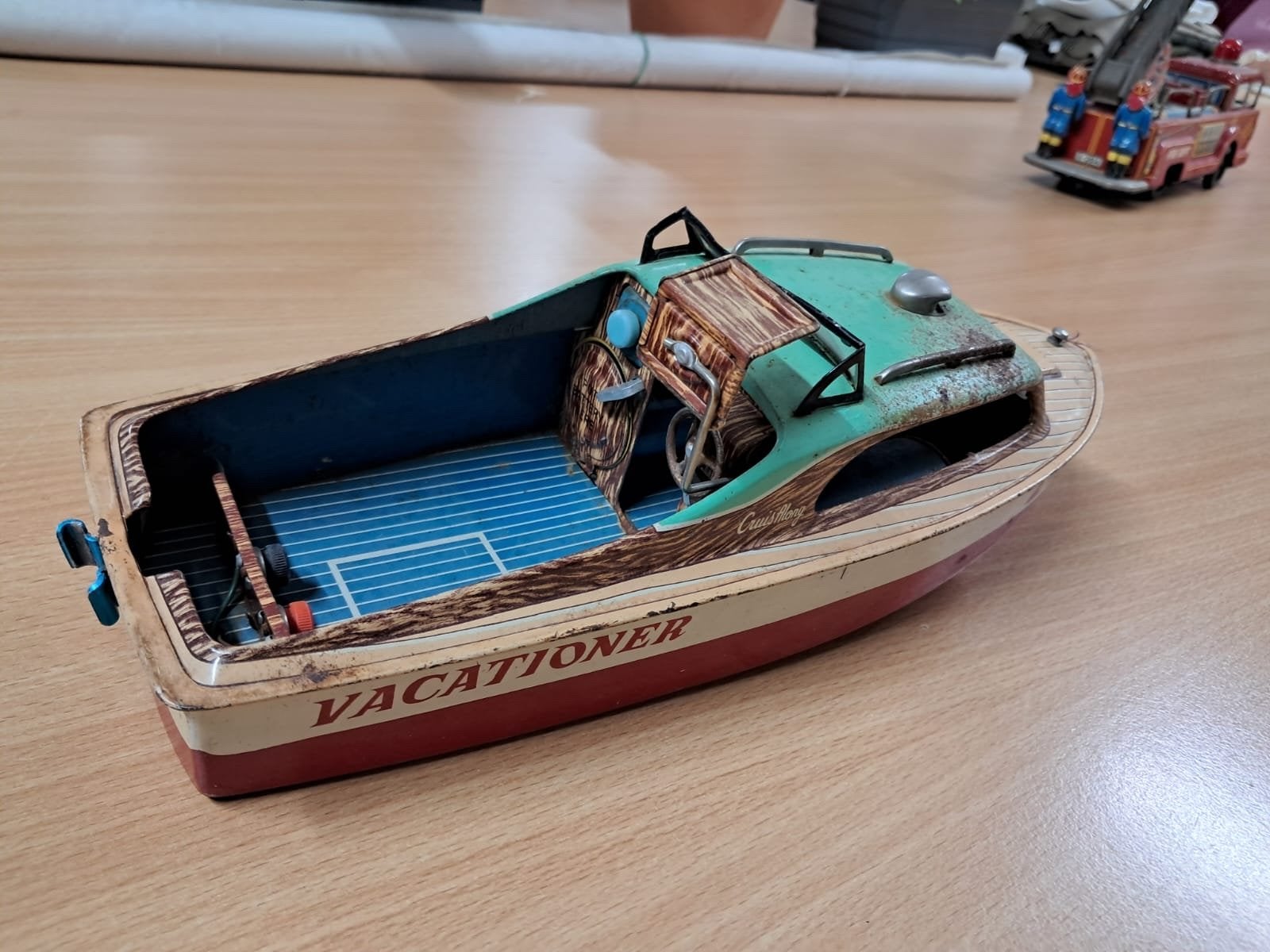 Blikken speelgoedboot, Ophalen, Gebruikt