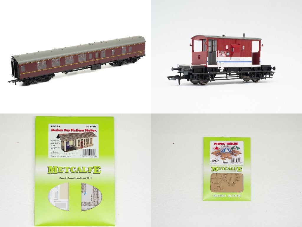 00-spoor : 2x Hornby wagon + 2x Metcalfe bouwsetjes, Overige merken, Gebruikt, Gelijkstroom, Wagon