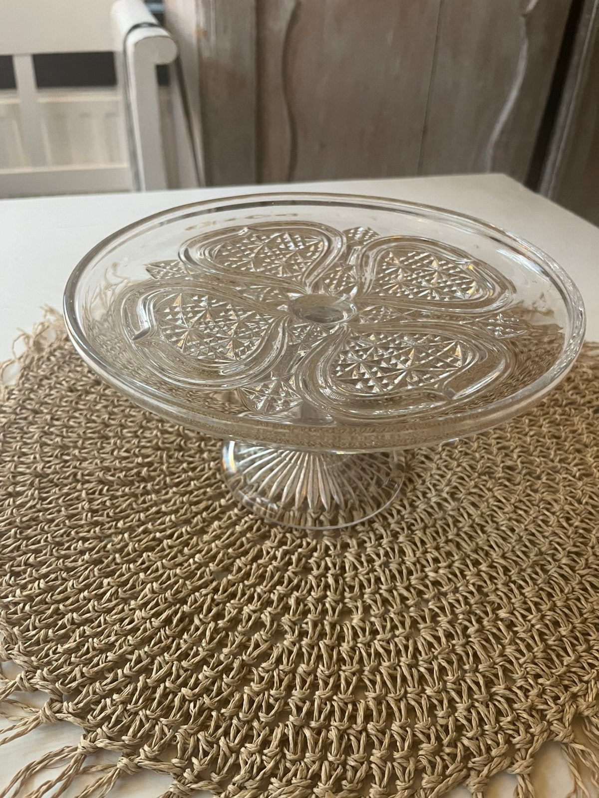 Prachtige vintage glazen taartplateau, Antiek en Kunst, Ophalen of Verzenden