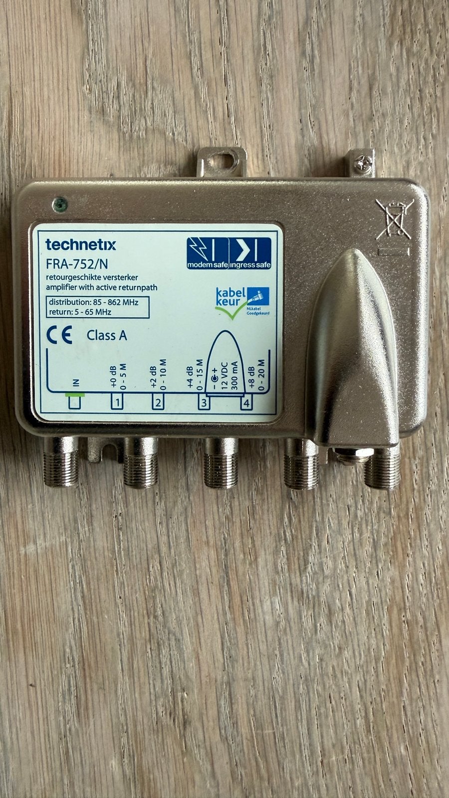 Technetix FRA-752/N retourgeschikte versterker, Audio, Tv en Foto, Verzenden, Zo goed als nieuw, Minder dan 2 meter, Tv-kabel