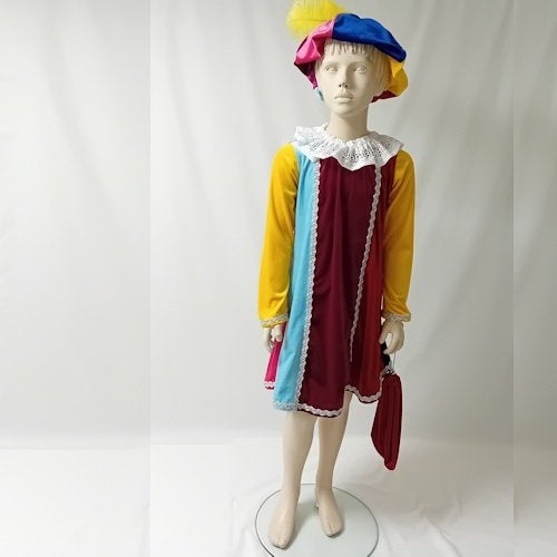 Luxe a-lijn jurk pietenpak maat 128 merk Markeys, Diversen, Sinterklaas, Nieuw, Ophalen of Verzenden, Markeys pietenpakken, Info@markeyspietenpakken.nl