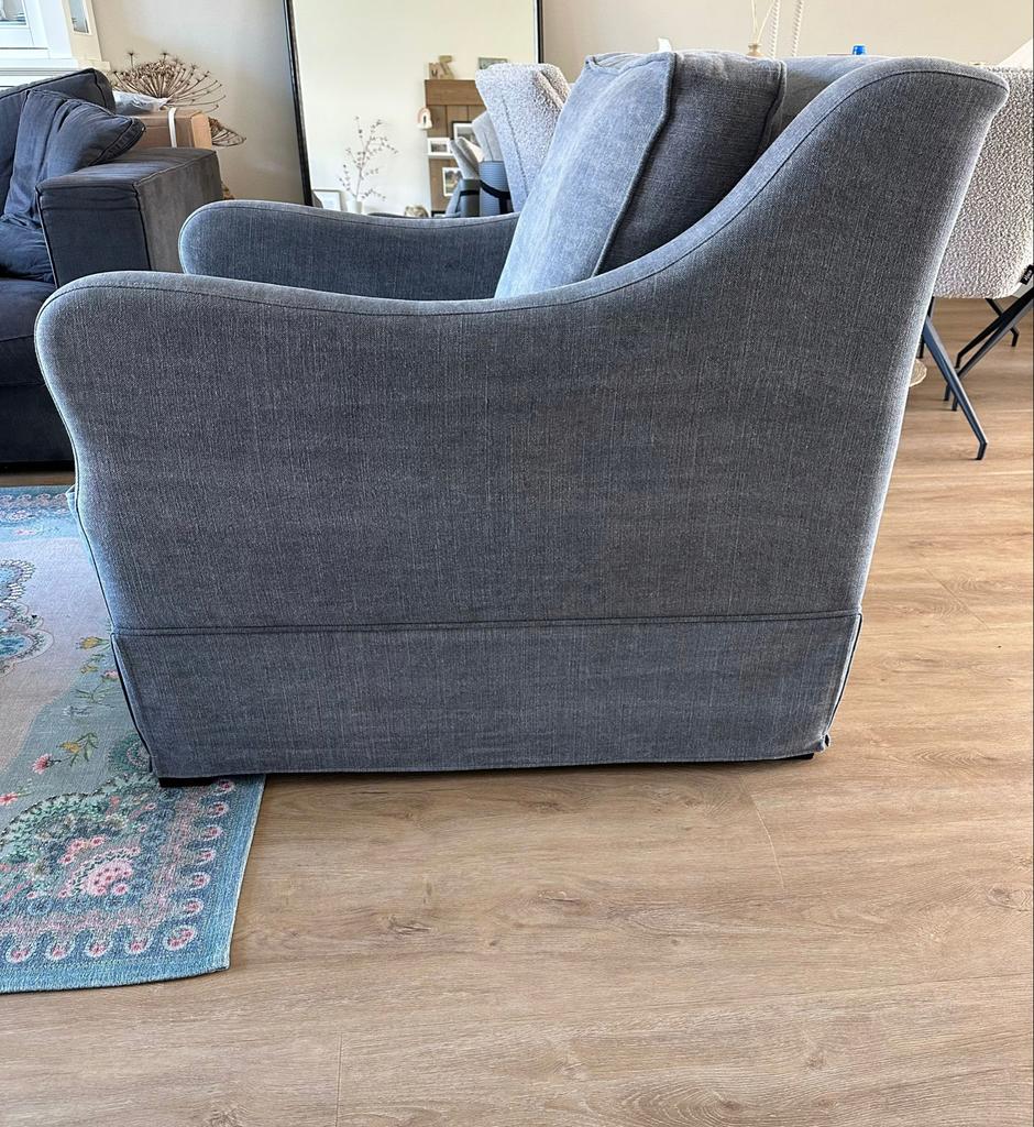 Comfortabele Landelijke Fauteuil - Grijs, Ophalen, Gebruikt, Stof, 75 tot 100 cm