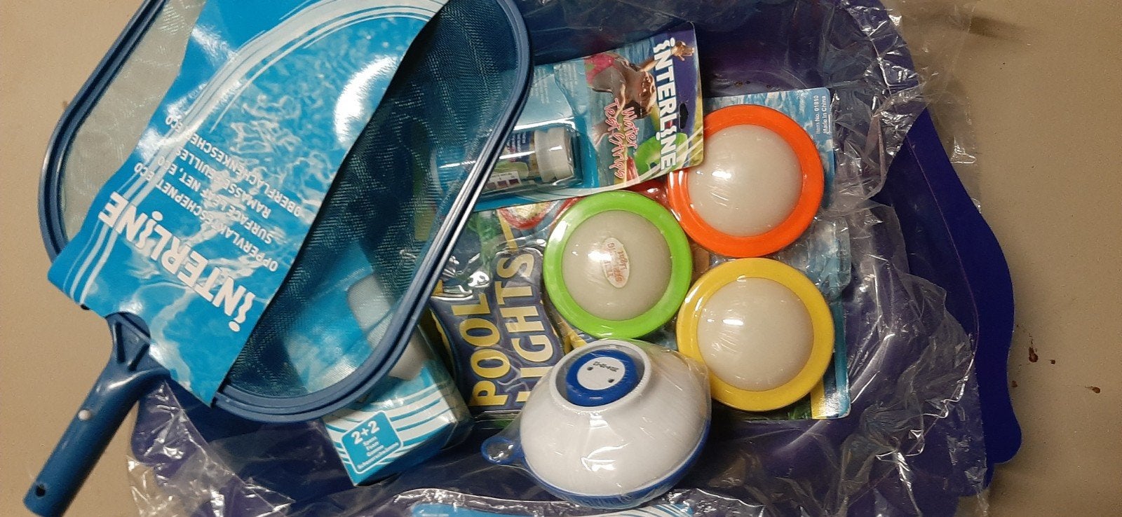 Diverse nieuwe zwembadartikelen: net, verlichting, bal, Ophalen of Verzenden