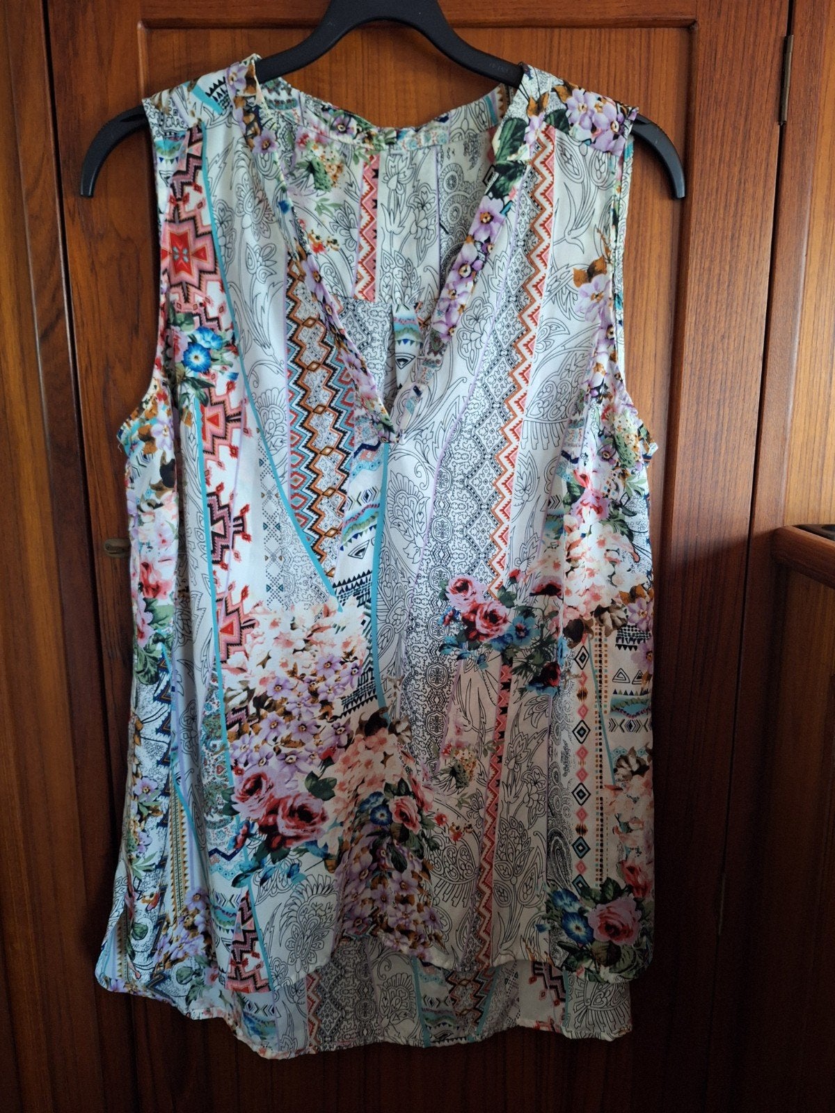 Top Miss Etam 46-48 wit/ print, Kleding | Dames, Grote Maten, Wit, Zo goed als nieuw, Miss Etam, Shirt of Top