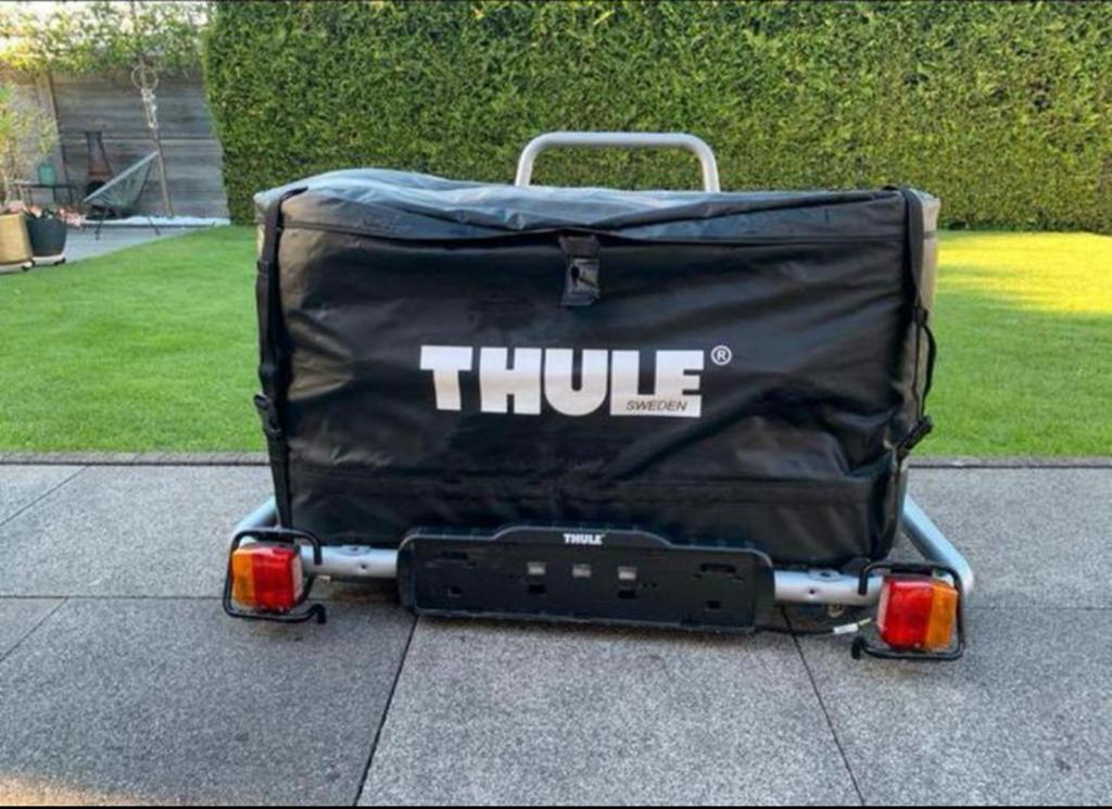 Thule trekhaakbox bagagetas + fietsendrager voor 2 fietsen, Auto diversen, Dakkoffers, Ophalen, Gebruikt