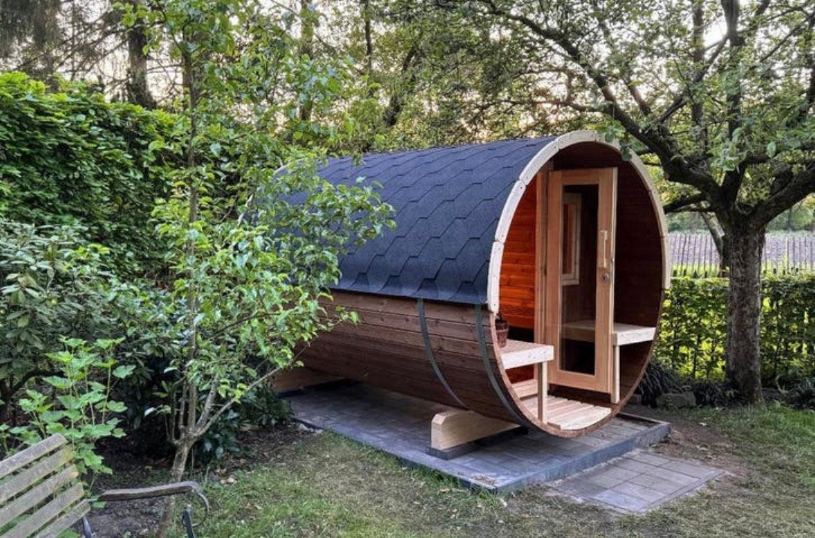 Sauna barrel thermowood 300 cm met electrisch of houtkachel