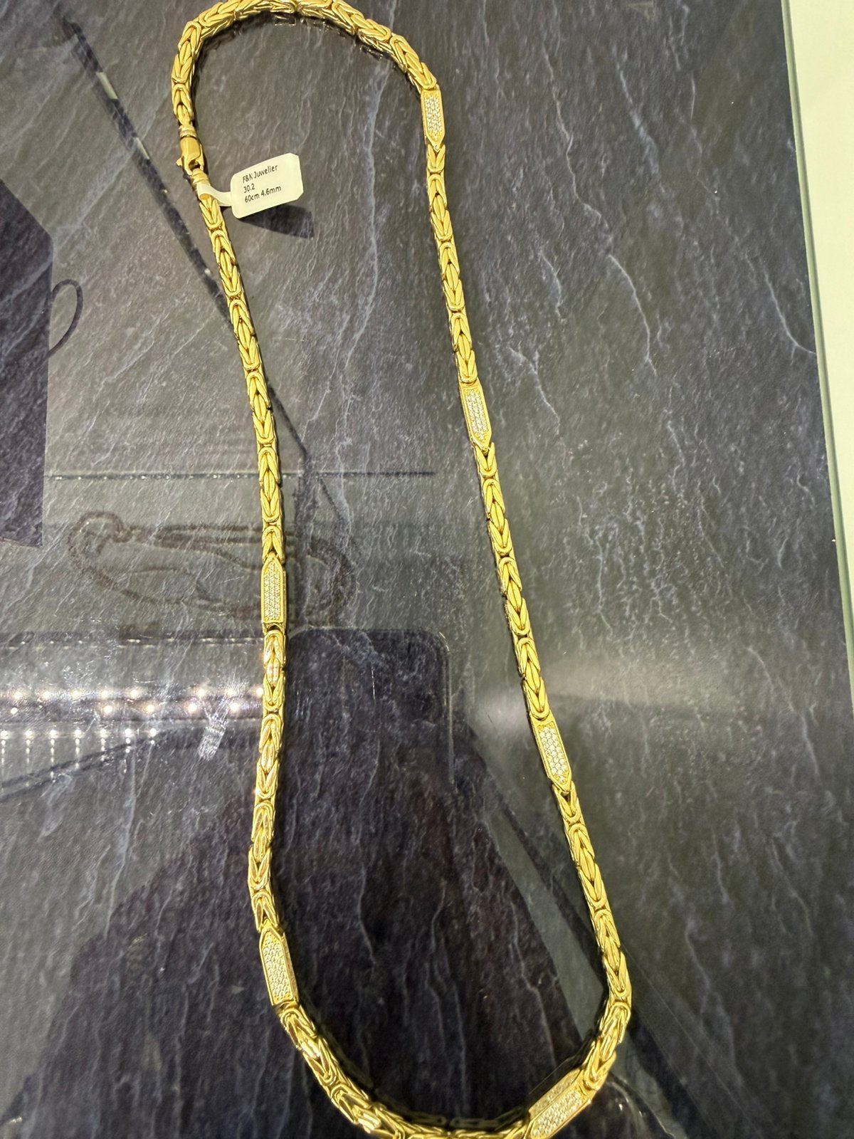 14k gouden koningsketting met iced out tussenblokjes, Ophalen of Verzenden, Nieuw, Goud, Goud