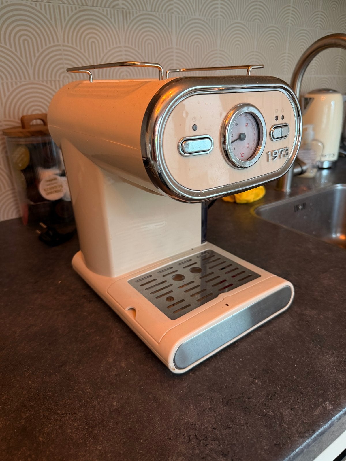Silvercrest vintage espressomachine / Crèmekleurig, Afneembaar waterreservoir, Koffiemachine, Gemalen koffie, Ophalen of Verzenden