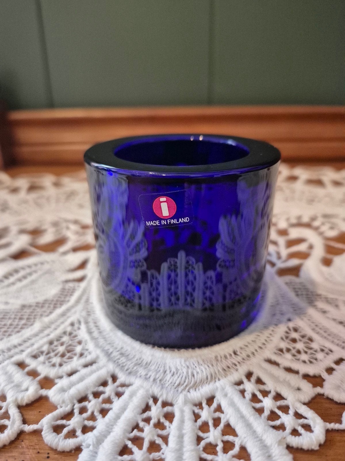 Iittala Kivi Kobaltblauw Waxinelichthouder, Overige materialen, Blauw, Ophalen of Verzenden, Zo goed als nieuw