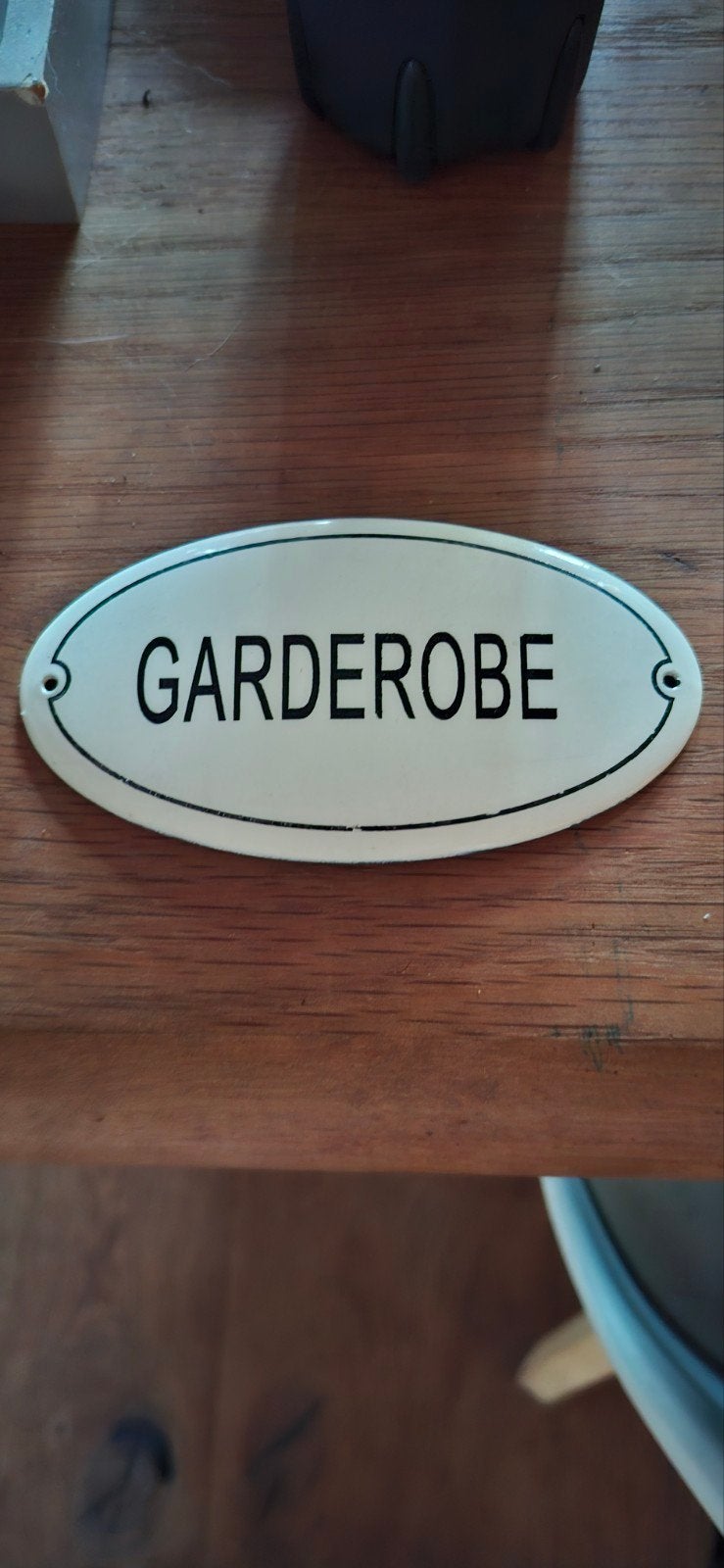 emaillen deur plaatje naam garderobe ovaal 13x7 zwart wit, Antiek en Kunst, Antiek | Emaille, Ophalen of Verzenden