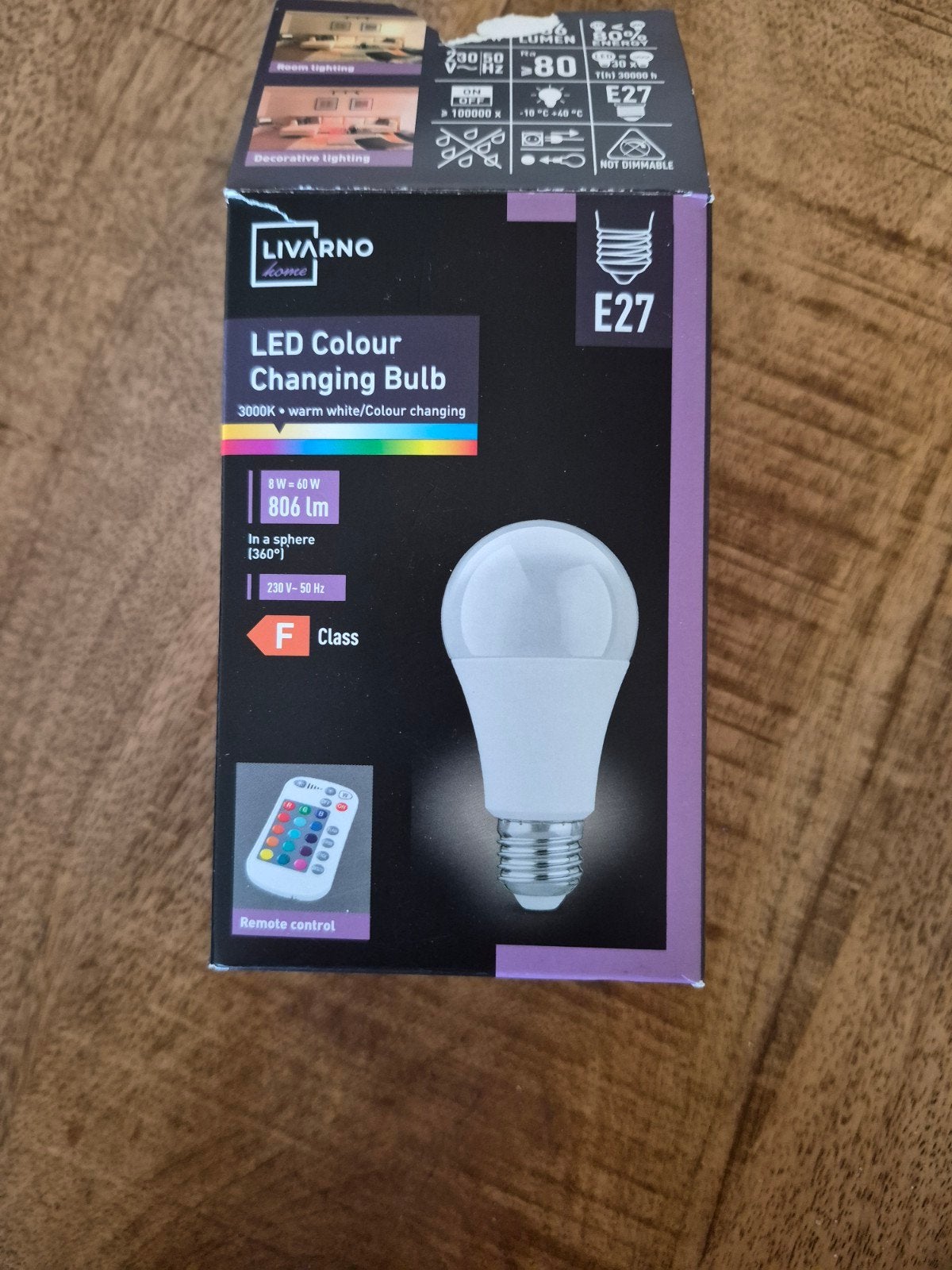 LIVARNO home LED Lamp E27 met Afstandsbedie, Ophalen, Nieuw, E27 (groot), Overige merken