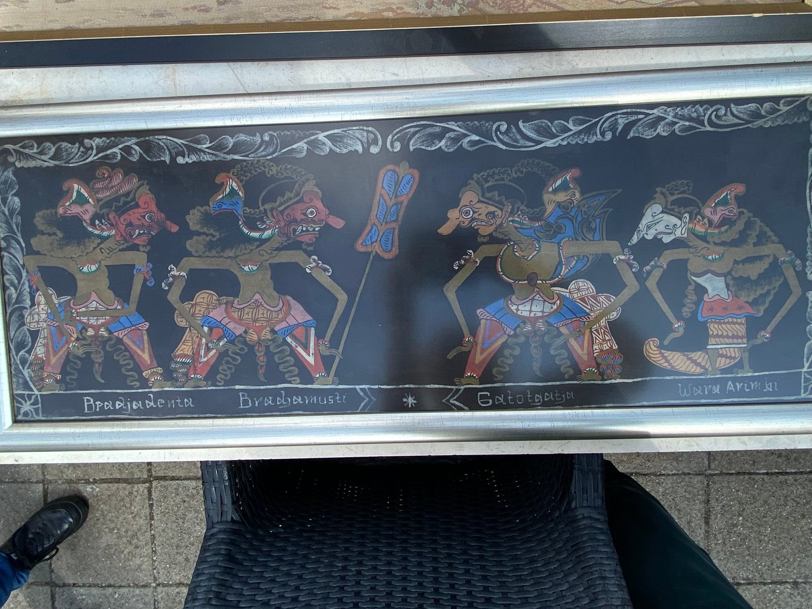 Javaanse Wayang Kulit Schilderij - Handgeschilderd, Antiek en Kunst, Ophalen