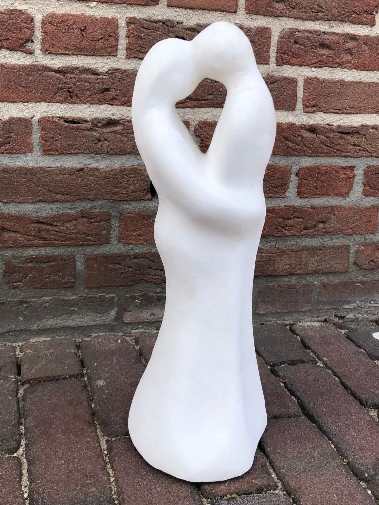 Betonbeeld man en vrouw trouwen wit, Tuin en Terras, Ophalen of Verzenden, Gebruikt, Hout