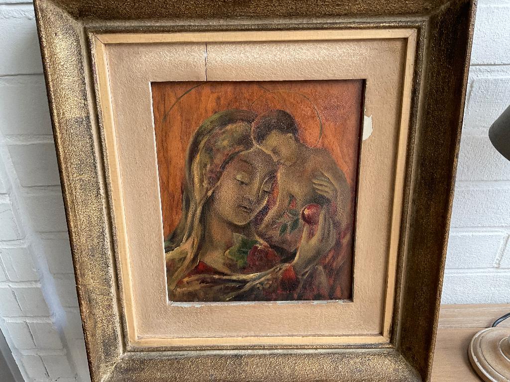Oud schilderij Moeder en kind, Antiek en Kunst, Kunst | Schilderijen | Klassiek, Ophalen of Verzenden