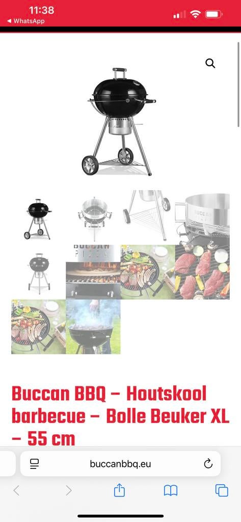Buccan Bolle Beuker XL houtskoolbarbecue 55 cm, Ophalen, Gebruikt