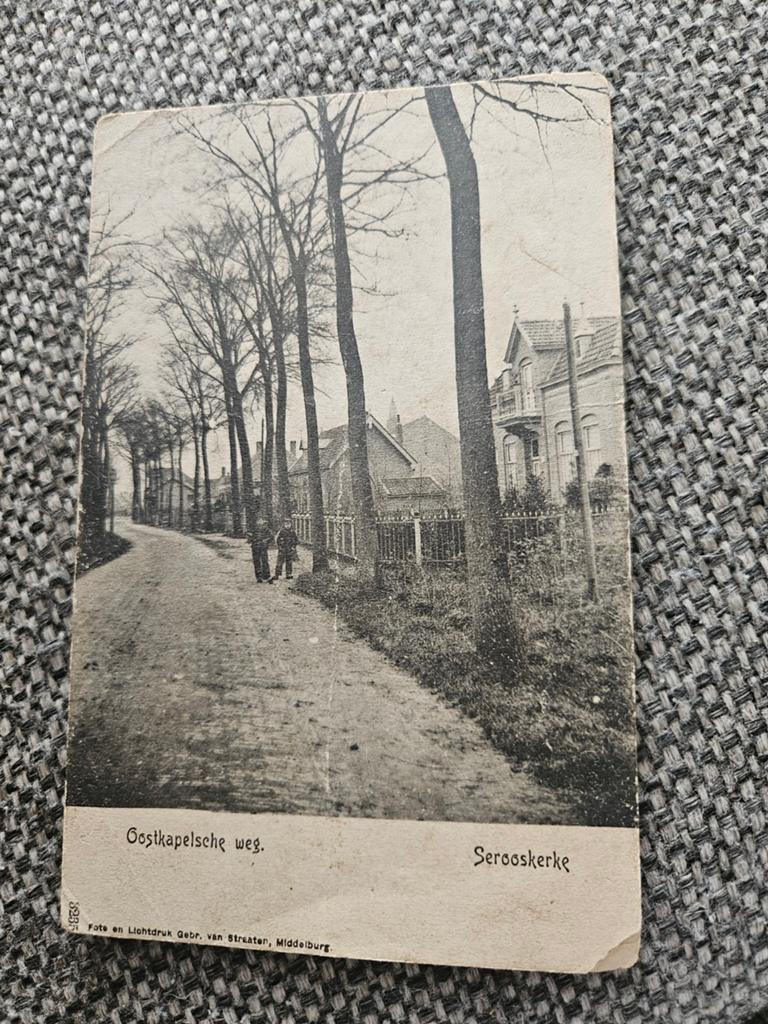 Serooskerke oostkapelsche weg Oude Ansichtkaart, Ophalen of Verzenden, Voor 1920, Ongelopen, Zeeland