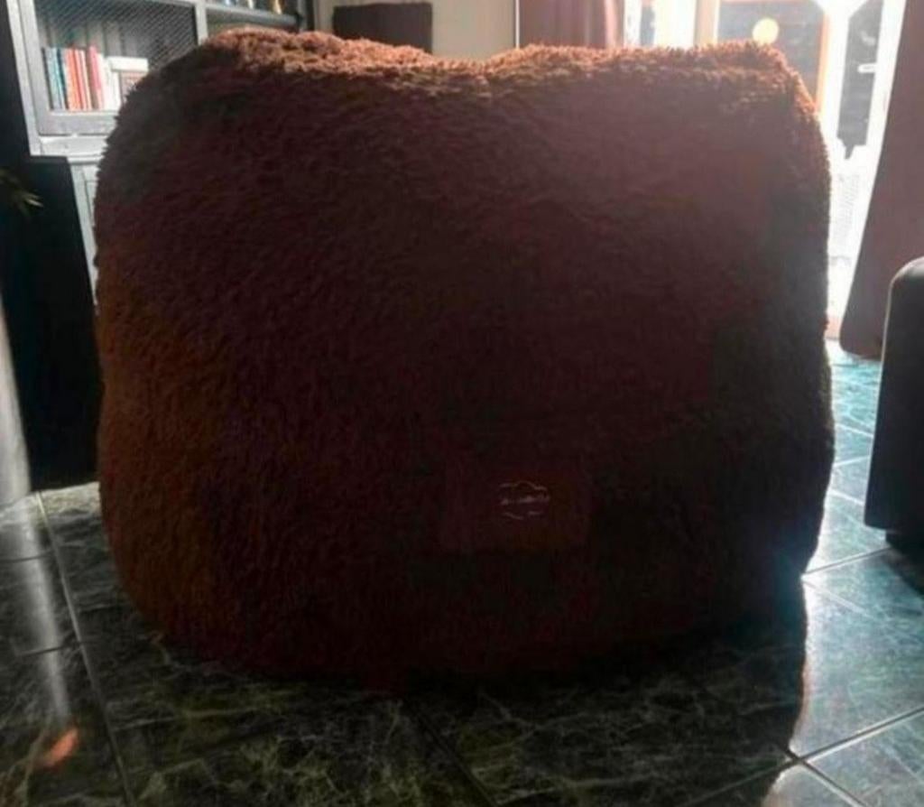 Grote zachte poef bruin, Huis en Inrichting, Ophalen, Zo goed als nieuw