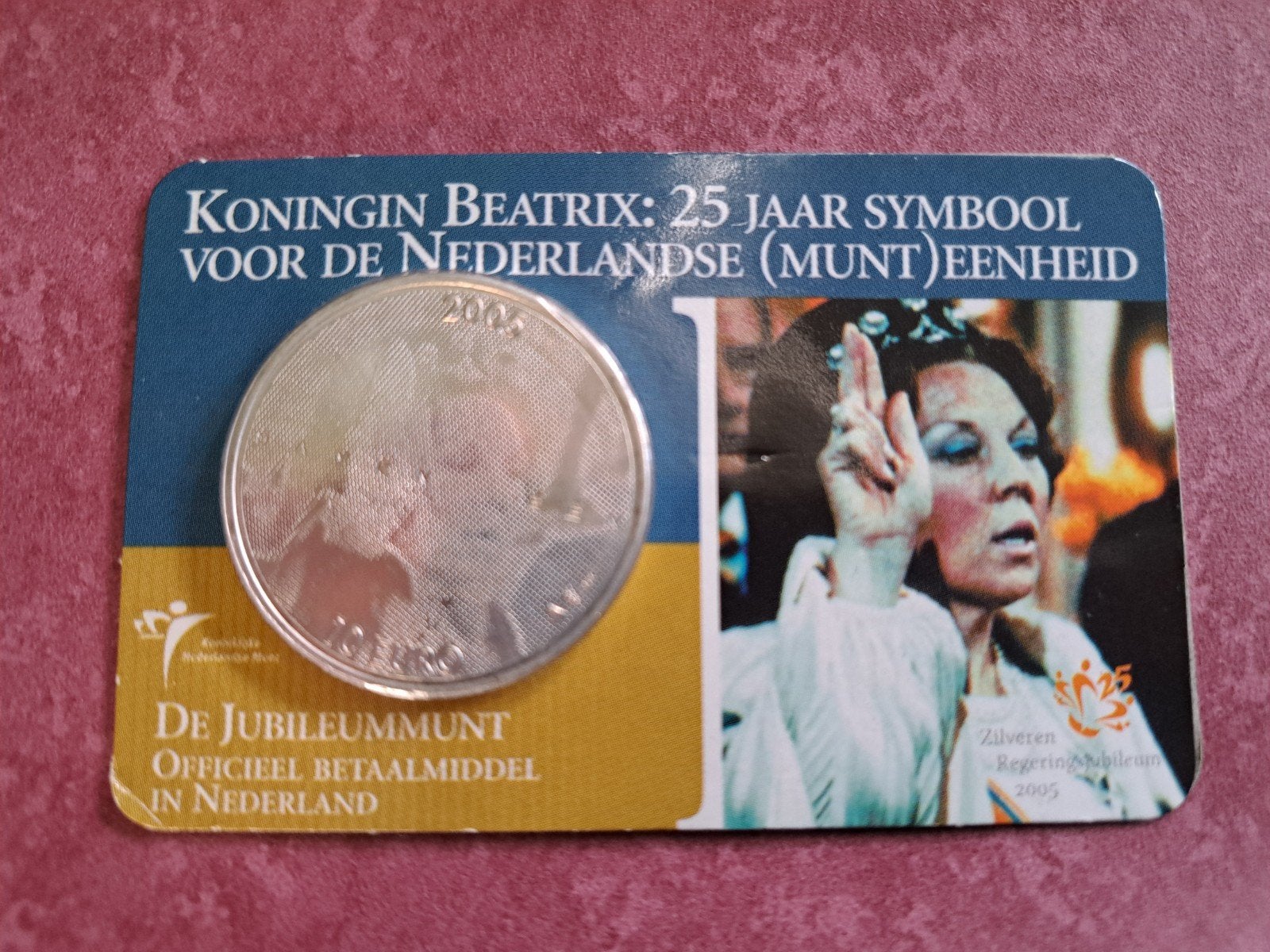 10 euro coincard 2005 Jubileum Beatrix Nederland Zilver, Ophalen of Verzenden, Overige landen, 10 euro, Zilver