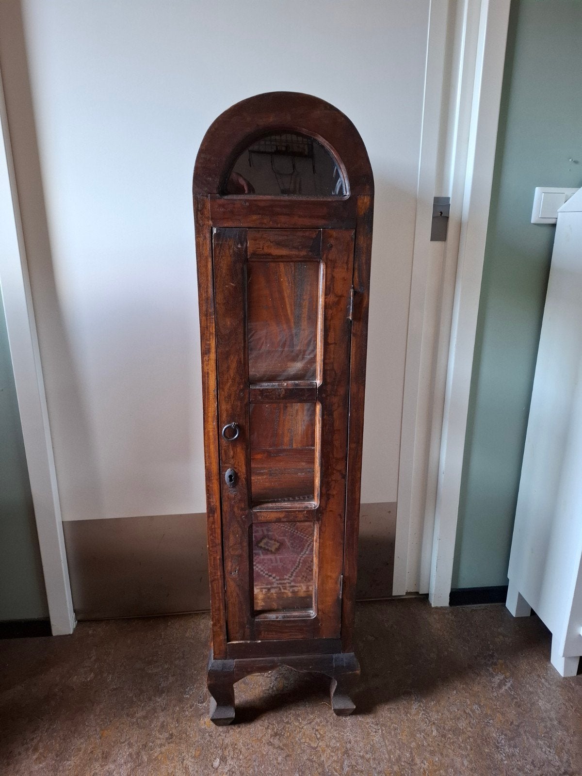 Vintage teakhouten vitrinekast, vitrinekastje, Ophalen, Minder dan 50 cm, 100 tot 150 cm, Teakhout