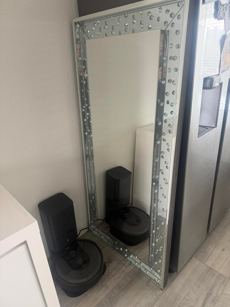 Grote spiegel met kristallen rand, Huis en Inrichting, Woonaccessoires | Spiegels, Ophalen, Minder dan 50 cm, Gebruikt, 150 tot 200 cm