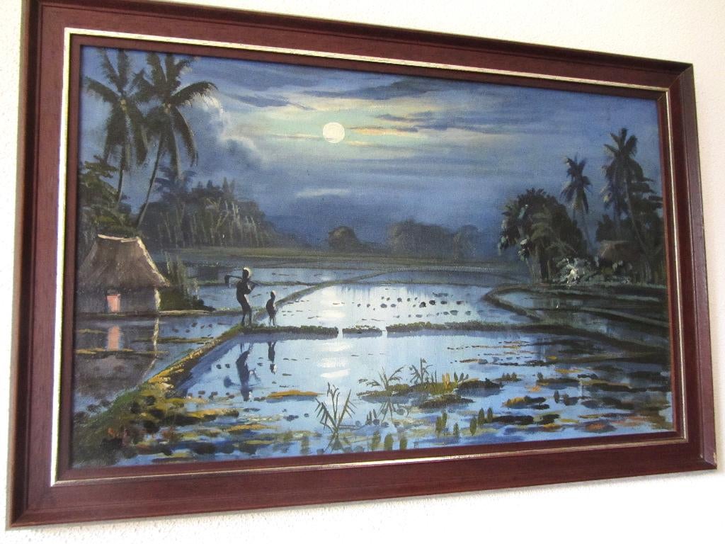 Oud schilderij uit Indonesië – Azië, Ophalen of Verzenden