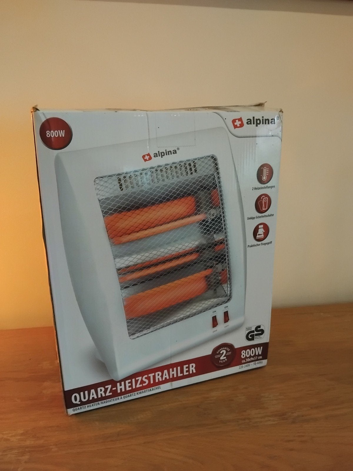 Alpina Kwarts-Heizstrahler 800W - Nieuw in doos, 30 tot 80 cm, Minder dan 60 cm, Ophalen of Verzenden, 800 watt of meer
